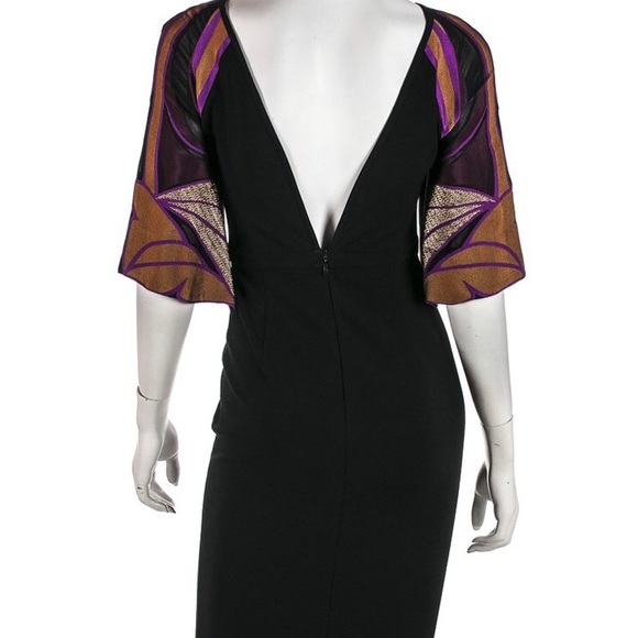 Gucci Black Dress/ SILK multi coloured sleeves - Picture 2 of 2
